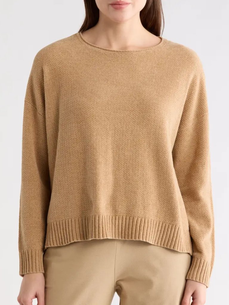 Eileen Fisher Organic Cotton Chenille Pullover Sweater, Biscuit